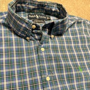 Ralph Lauren Men's 100% Two-Ply Cotton  Plaid Button Down Shirt - Size L